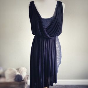 FREE PEOPLE | Eleanor Draped Metallic Evening Dress black/blue